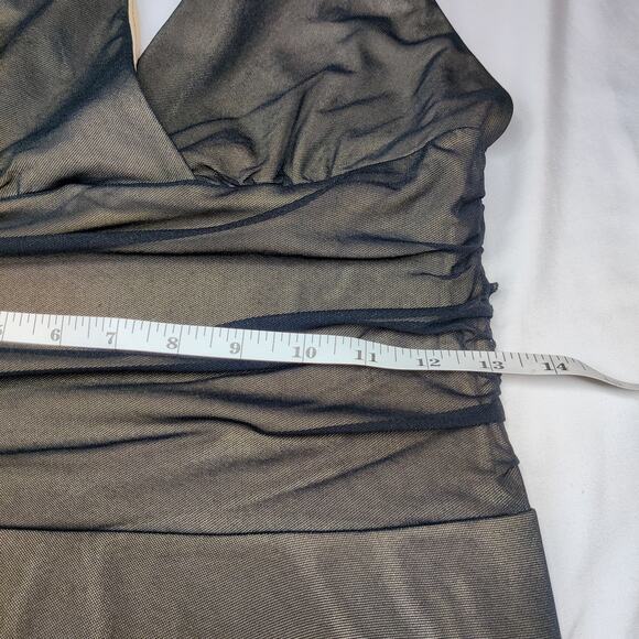 Vintage Y2K Ariella Black Sheer Mesh Ruched Fit & Flare Dress Medium Whimsigoth - Picture 10 of 11